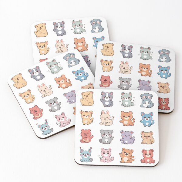 Item preview, Cute Animal Sticker Sheet – 16 Cartoon Creatures in Grid Pack designed and sold by SoftyDesigns.