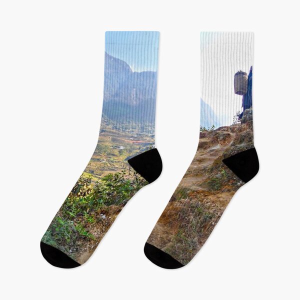 Item preview, Trekking Through Sapa Valley | Mountain Life & Rice Terraces Print designed and sold by Fourpointstudio.