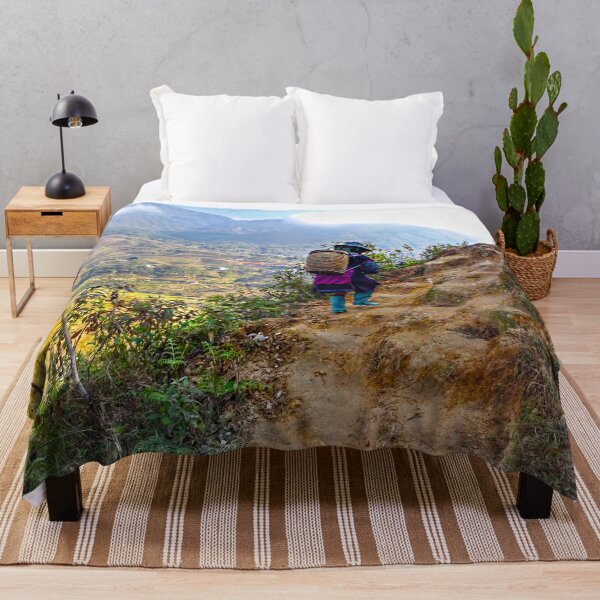 Item preview, Trekking Through Sapa Valley | Mountain Life & Rice Terraces Print designed and sold by Fourpointstudio.