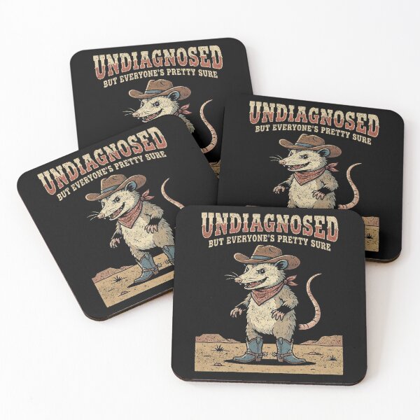 Item preview, Undiagnosed Opossum Cowboy Retro Western Meme Illustration designed and sold by FreshVibe Prints.