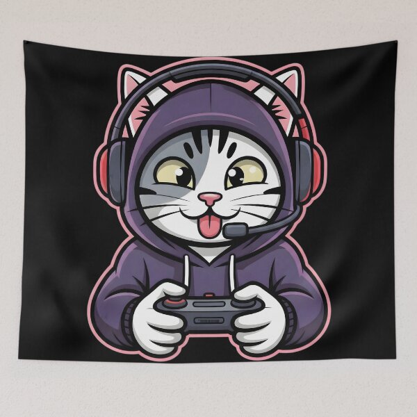 Item preview, Cute Gamer Cat Playing Video Games designed and sold by SoulenCify.
