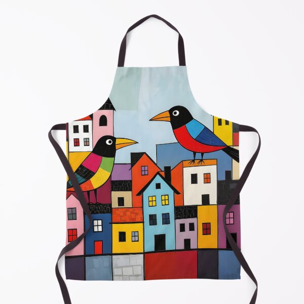 Aperçu de l'œuvre Abstract Geometric City with Colorful Birds – Modern Artwork for Prints & Gifts créée et vendue par MagicalArch.