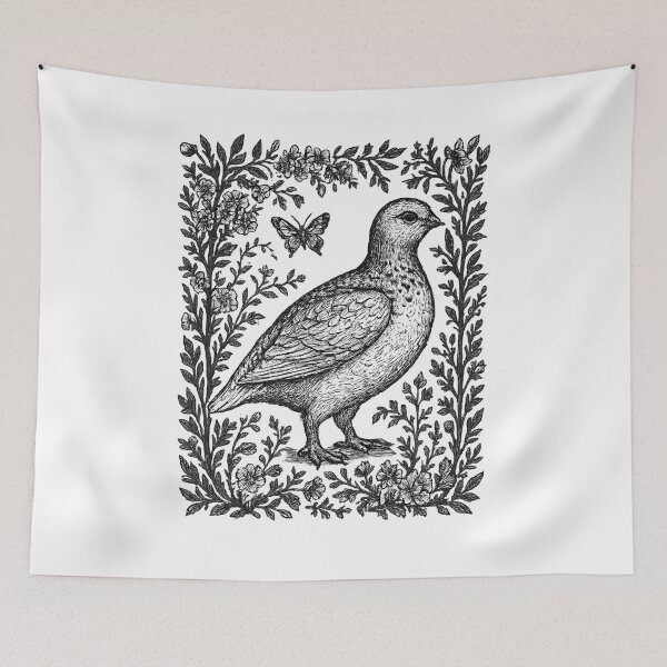 Item preview, Vintage Ptarmigan Bird Cottagecore Floral designed and sold by Sturdust.