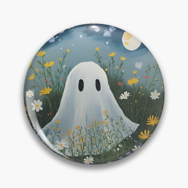 Item preview, Cute Ghost Wildflower Meadow Pastel Spooky Halloween Art designed and sold by ArcanePrintsxo.