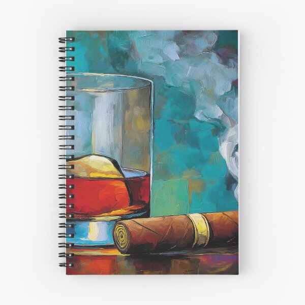 Item preview, Sip Whiskey and Watch Cigar Smoke Dance Across a Vibrant Abstract Background designed and sold by OlfactoART Studio.