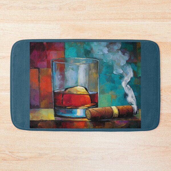 Item preview, Sip Whiskey and Watch Cigar Smoke Dance Across a Vibrant Abstract Background designed and sold by OlfactoART Studio.