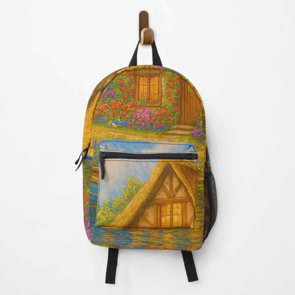 Item preview, Thatched Cottage Garden By Tranquil Riverbank designed and sold by ArtComixHaven.
