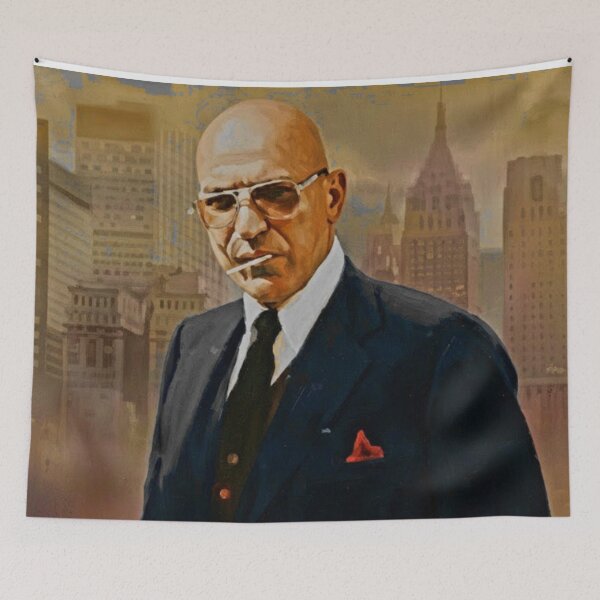 Item preview, 70s Bald Detective Lollipop Art | NYC Cityscape Suit Painting | Vintage Crime Drama Poster designed and sold by Art's Diner.