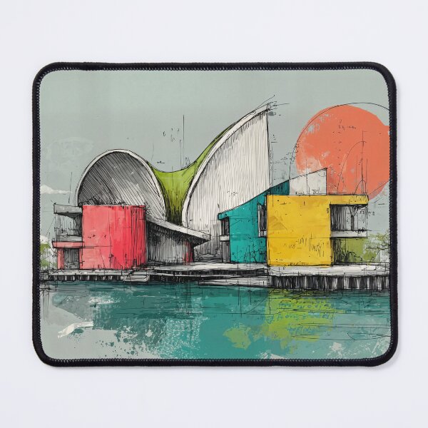 Item preview, Conceptual Futuristic Architectural Design with Bold Geometric Shapes and Water Reflection designed and sold by OlfactoART Studio.
