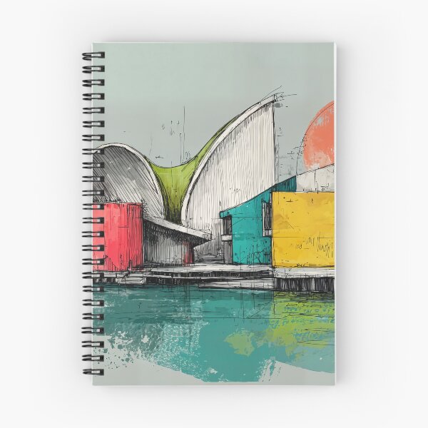 Item preview, Conceptual Futuristic Architectural Design with Bold Geometric Shapes and Water Reflection designed and sold by OlfactoART Studio.