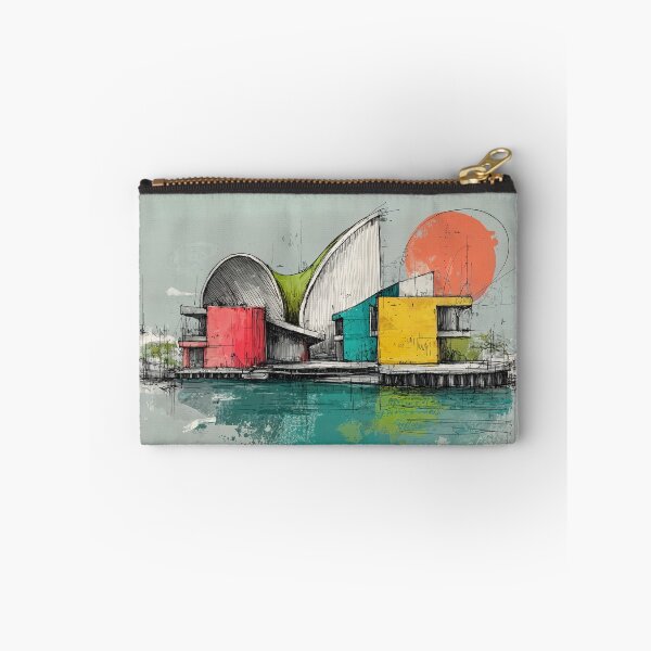 Item preview, Conceptual Futuristic Architectural Design with Bold Geometric Shapes and Water Reflection designed and sold by OlfactoART Studio.