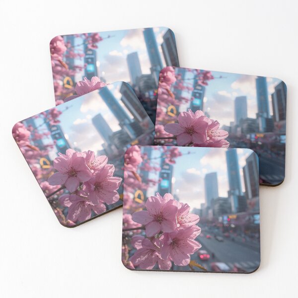 Item preview, Urban Cherry Blossom Cityscape AI Art designed and sold by Then & Now Flora.