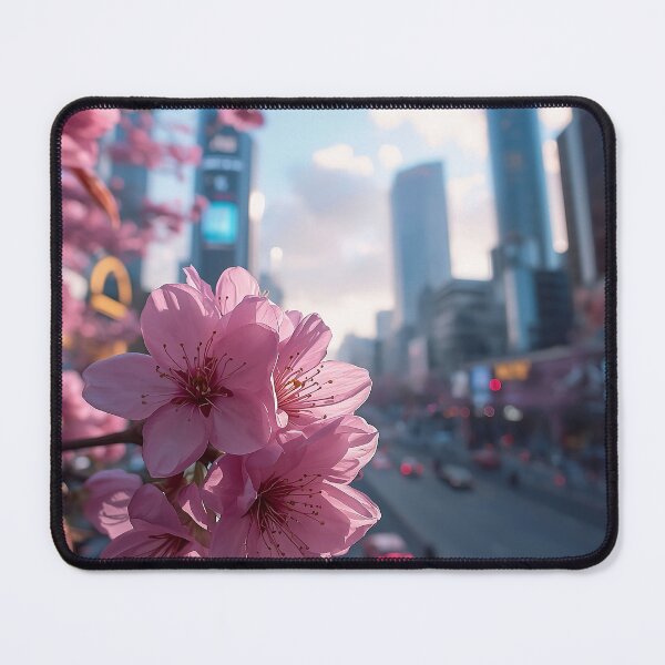 Item preview, Urban Cherry Blossom Cityscape AI Art designed and sold by Then & Now Flora.