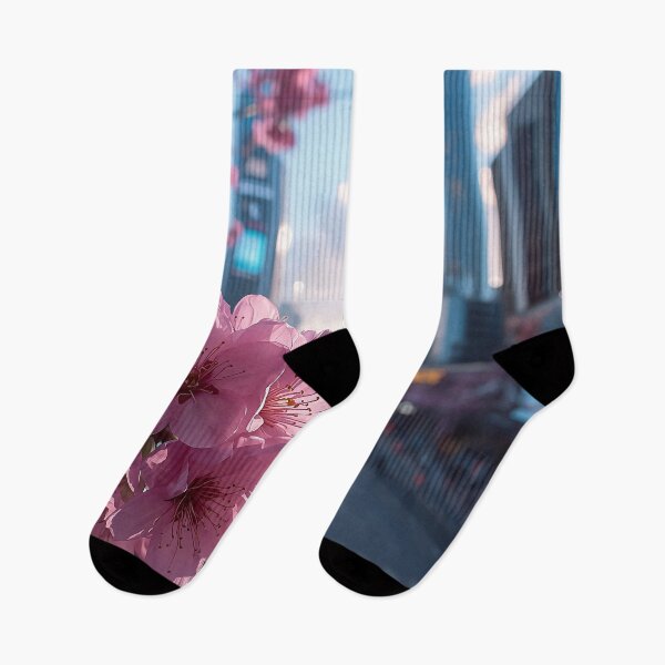 Item preview, Urban Cherry Blossom Cityscape AI Art designed and sold by Then & Now Flora.