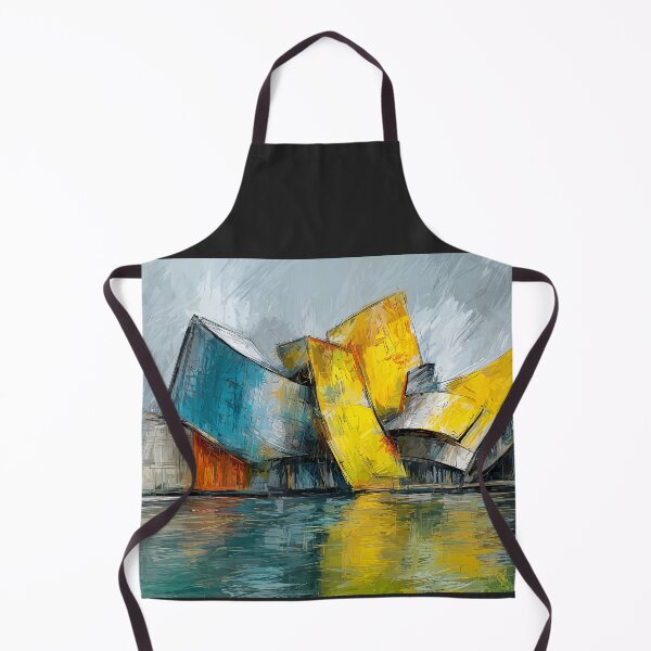 Item preview, Abstract Architectural Building in Bold Blue Yellow and Orange Reflected on Water designed and sold by OlfactoART Studio.