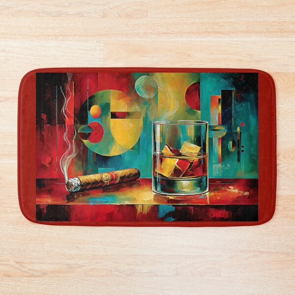 Item preview, Savor Whiskey On the Rocks and Ignite a Cigar Amid Bold Geometric Colors designed and sold by OlfactoART Studio.