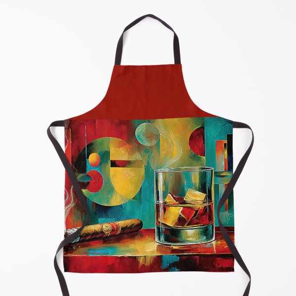 Item preview, Savor Whiskey On the Rocks and Ignite a Cigar Amid Bold Geometric Colors designed and sold by OlfactoART Studio.