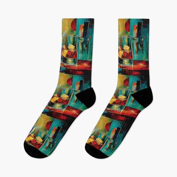 Item preview, Savor Whiskey On the Rocks and Ignite a Cigar Amid Bold Geometric Colors designed and sold by OlfactoART Studio.