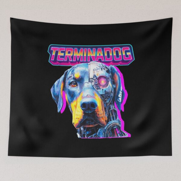 Item preview, Terminadog – Cyberpunk Dog Retro 80s Sci-Fi designed and sold by Wawan35200.