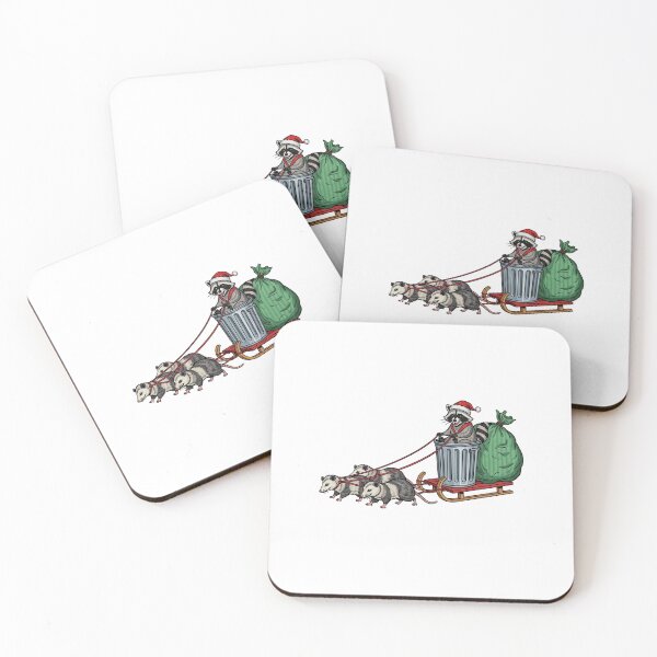 Item preview, Trash Holiday Raccoon and Opossum Sledding Chaos designed and sold by TeeARTHY.