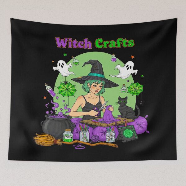 Item preview, Witch Crafts Cute Witch Knitting Crocheting Cauldron designed and sold by TeeARTHY.