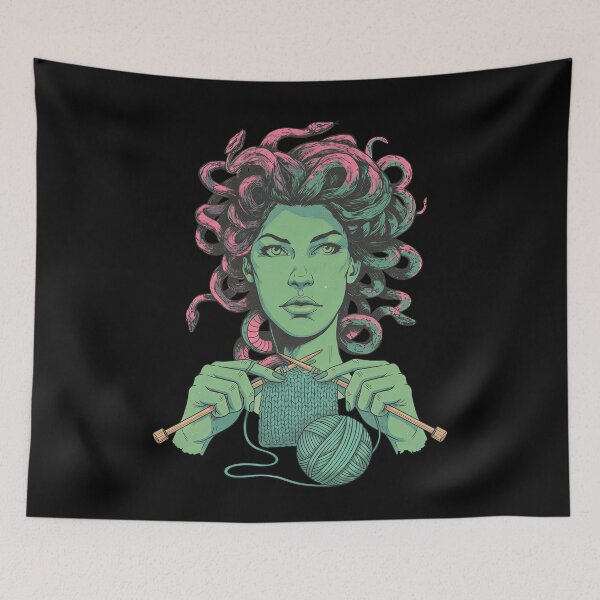 Item preview, Medusa Knitting Green Hair Mythology Fantasy designed and sold by TeeARTHY.