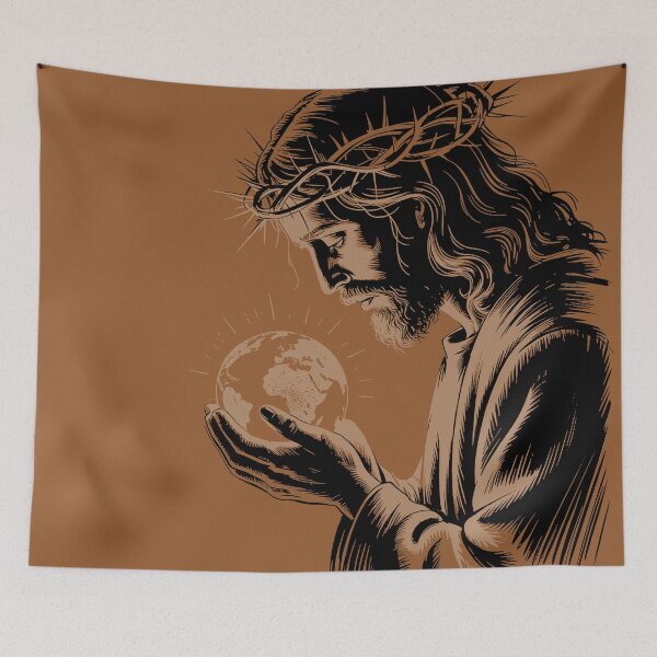 Item preview, Jesus Holding the World: A Work of Faith and Responsibility designed and sold by trixxcreative.