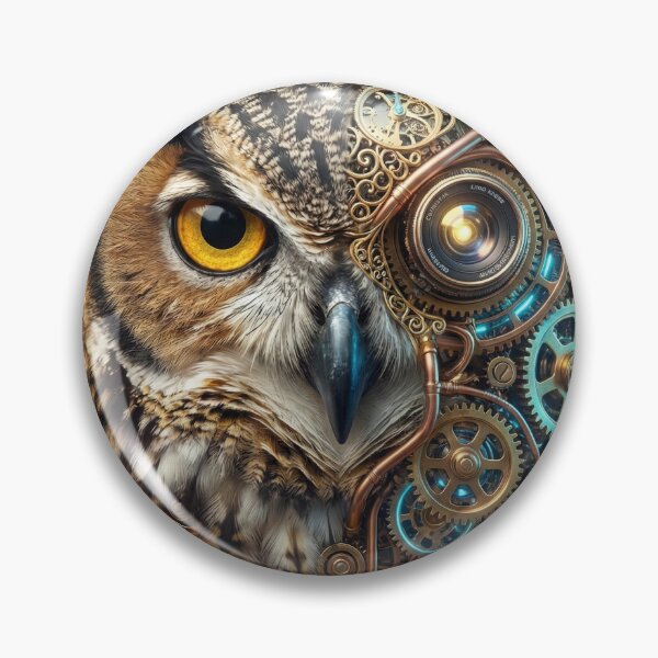 Item preview, Retrofuturistic Owl Head – Vintage Industrial Surrealism designed and sold by str33ty.ltd.