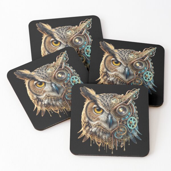 Item preview, Retrofuturistic Owl Head – Vintage Industrial Surrealism designed and sold by str33ty.ltd.