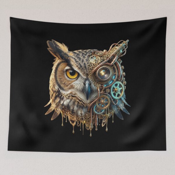 Item preview, Retrofuturistic Owl Head – Vintage Industrial Surrealism designed and sold by str33ty.ltd.