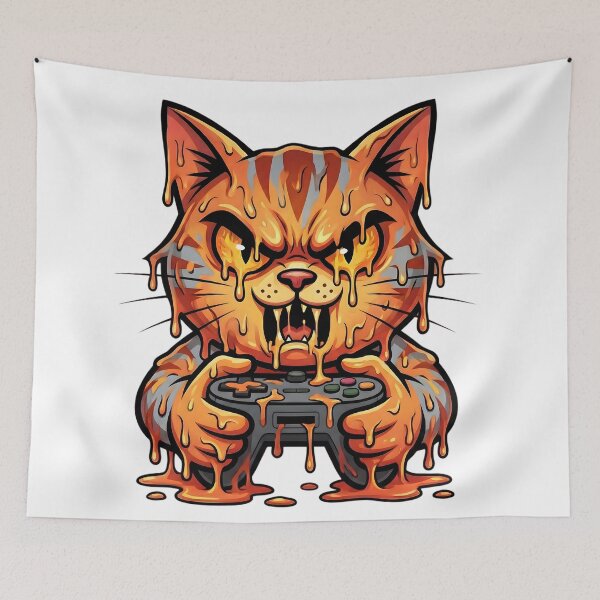 Item preview, Rage Gamer Cat Melting Cartoon Art designed and sold by SoulenCify.