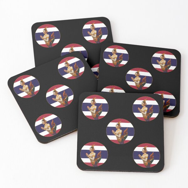 Artikelvorschau, Kinnaree auf thailändischer Flagge, rund, Multipack entworfen und verkauft von Linklandiya.