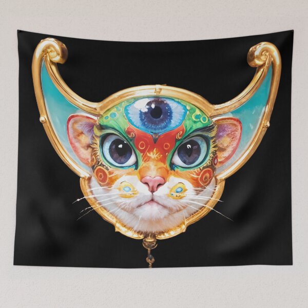 Item preview, The Golden Oracle – Cosmic Lucha Cat designed and sold by YogiFabianART.