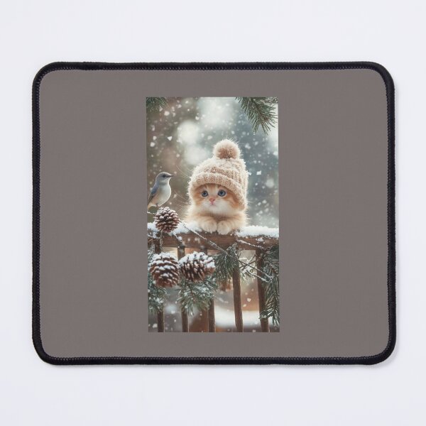 Item preview, Kawaii Winter Kitten in Cozy Hat designed and sold by bykamilka.