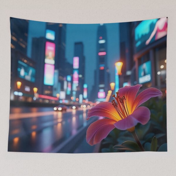 Item preview, Neon Lily - Cyberpunk Flower in City designed and sold by Then & Now Flora.