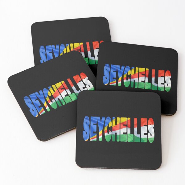 Aperçu de l'œuvre SEYCHELLES - T-shirt souvenir autocollant avec drapeau flottant au vent créée et vendue par Adam Gormley.