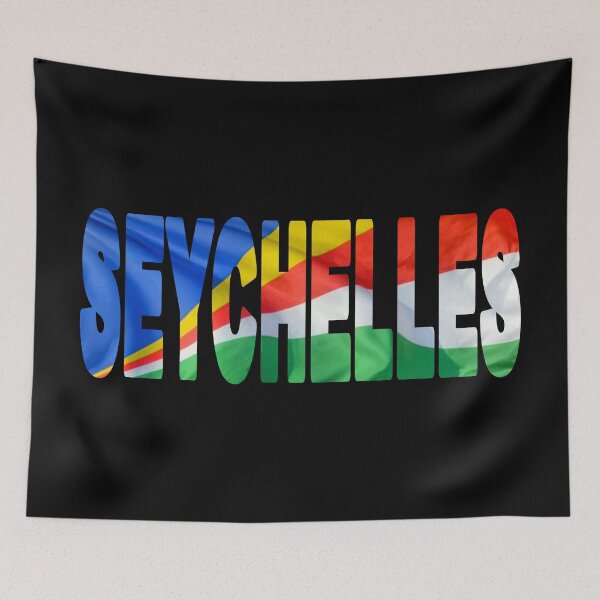 Item preview, SEYCHELLES - Flag Flying in Wind cut to Letters Souvenir Sticker Shirt designed and sold by Adam Gormley.