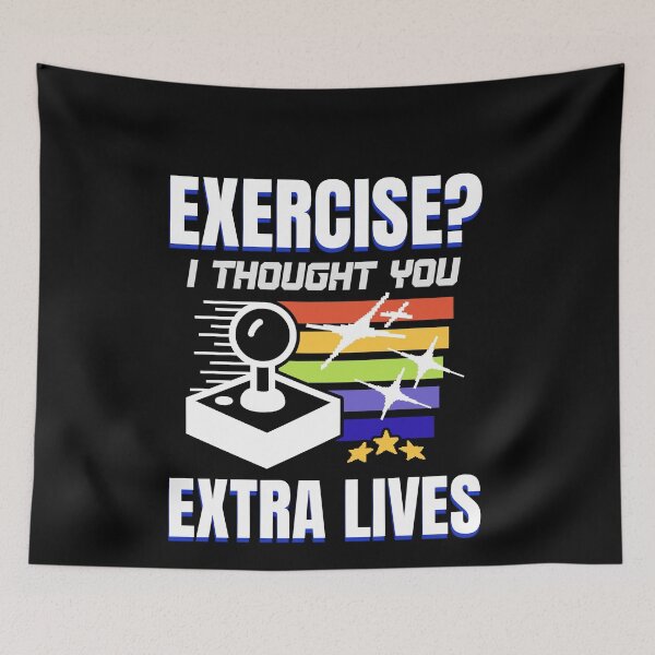 Item preview, Gamer Exercise Thought Extra Lives Funny Gaming Men Boys Kid designed and sold by BornBorn.