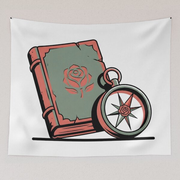 Item preview, Rose of the Lost Path – Occult Grimoire & Compass Illustration designed and sold by SoulenCify.