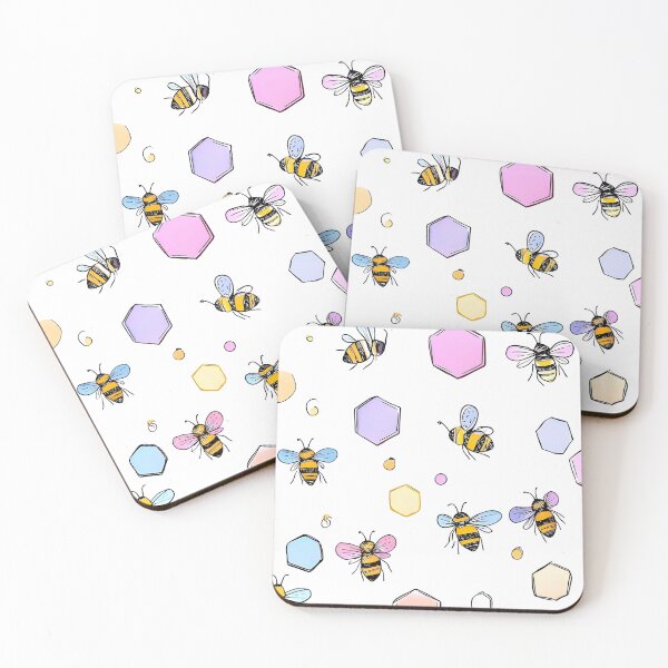 Item preview, Whimsical Pastel Bees | Honeycomb Pattern | Cute Bee Illustration | Soft Spring Aesthetic designed and sold by ClaraToneStudio.