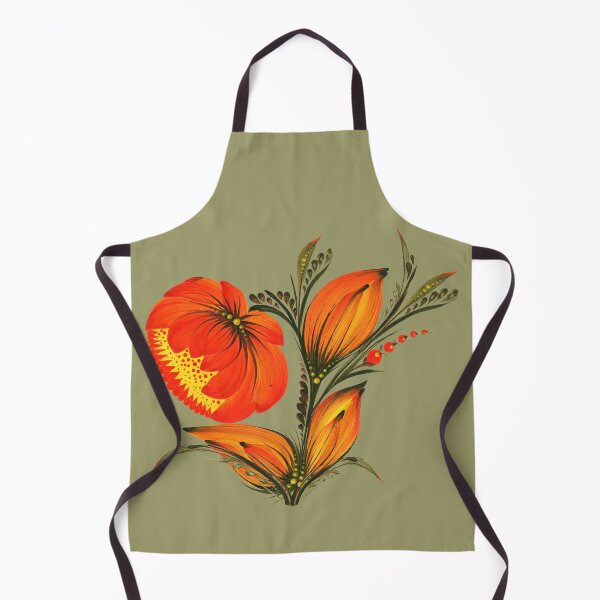 Item preview, Red-orange flowers Branch, Ukraine art, Petrykivka style, author's drawing, Christmas art designed and sold by Sunflower-7.