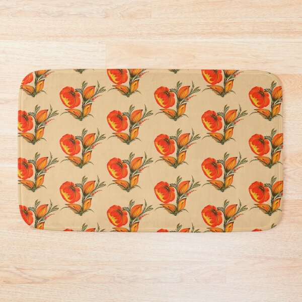 Item preview, Red-orange flowers Branch, Ukraine art, Petrykivka style, author's drawing, Christmas art designed and sold by Sunflower-7.