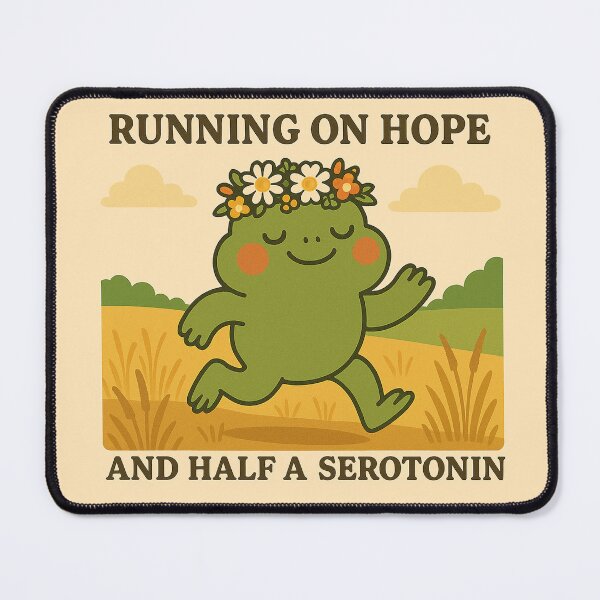 Item preview, Running on Hope and Half a Serotonin – Cute Frog Quote Art designed and sold by Florarts.