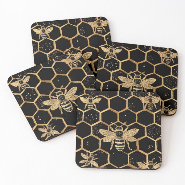 Item preview, Elegant Gold Bees | Honeycomb Pattern | Black and Gold Bee | Luxury Nature Design designed and sold by ClaraToneStudio.