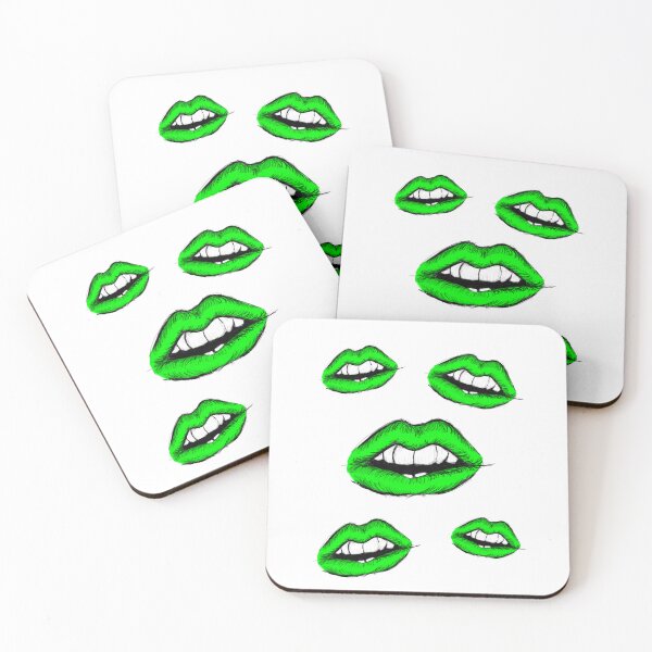 Item preview, Green Lips with teeth open mouth art work designed and sold by OneCatShop.