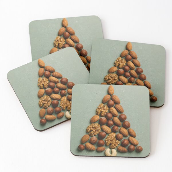 Item preview, Mixed Nut Christmas Tree – Walnuts Cashews Almonds Chestnuts Illustration designed and sold by EmeraldeaDesign.