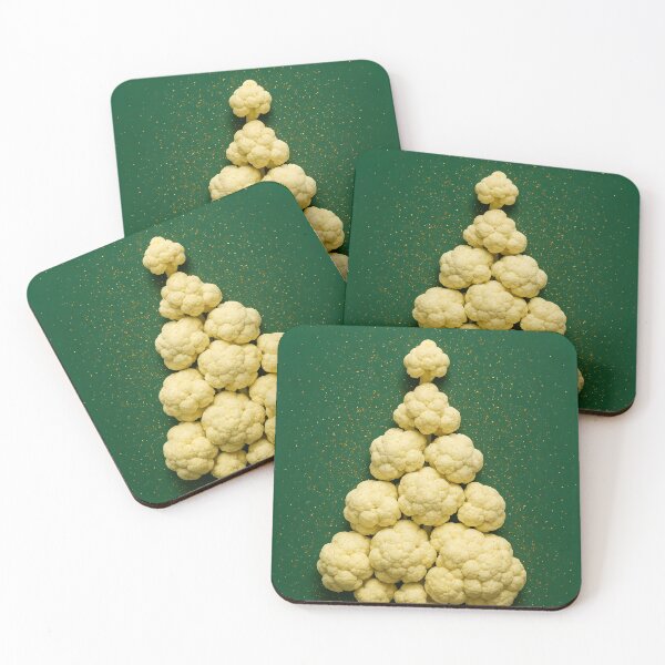 Item preview, Golden Cauliflower Christmas Tree – Festive Vegetable Holiday Illustration designed and sold by EmeraldeaDesign.