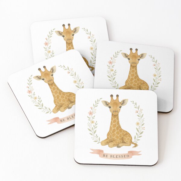 Item preview, Boho Baby Giraffe Print "Be Blessed" Watercolor Nursery Wall Art, Cottagecore Giraffe  designed and sold by MarketMavenGift.