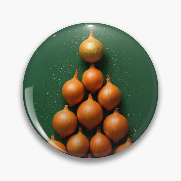 Item preview, Golden Onion Christmas Tree – Triangular Vegetable Holiday Illustration designed and sold by EmeraldeaDesign.