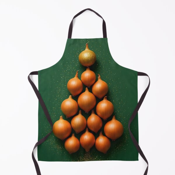 Item preview, Golden Onion Christmas Tree – Triangular Vegetable Holiday Illustration designed and sold by EmeraldeaDesign.